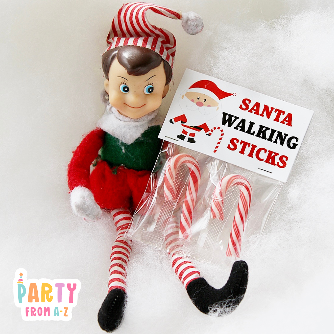 Christmas Santa Walking Sticks Class Gift with Bag and Topper