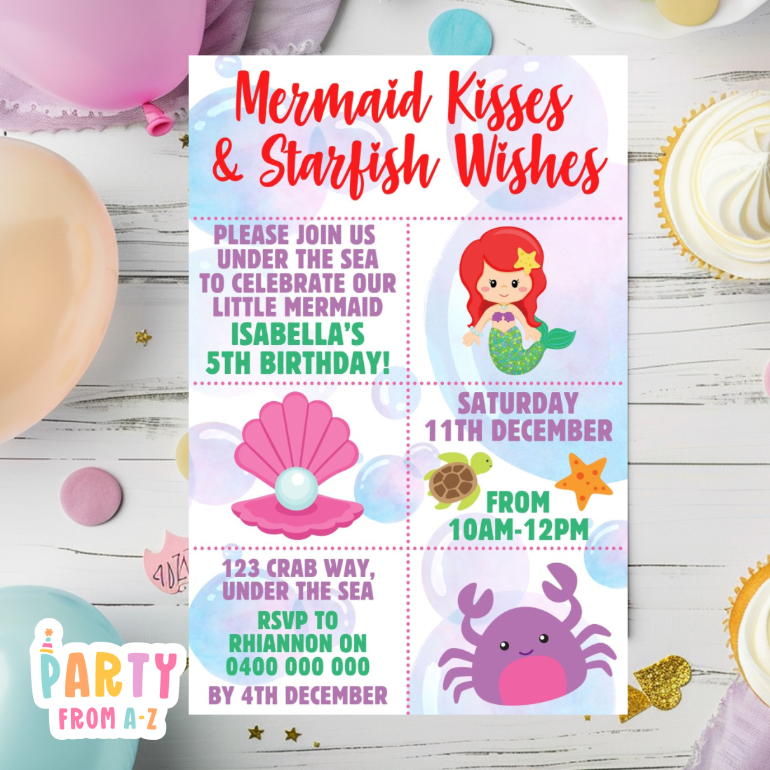Kids Birthday Party Invites Boys Printed or Edit it Canva Girly Theme