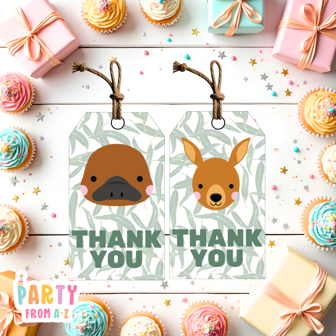 Australian Animals Thank You Tags – Printed & Ready to use