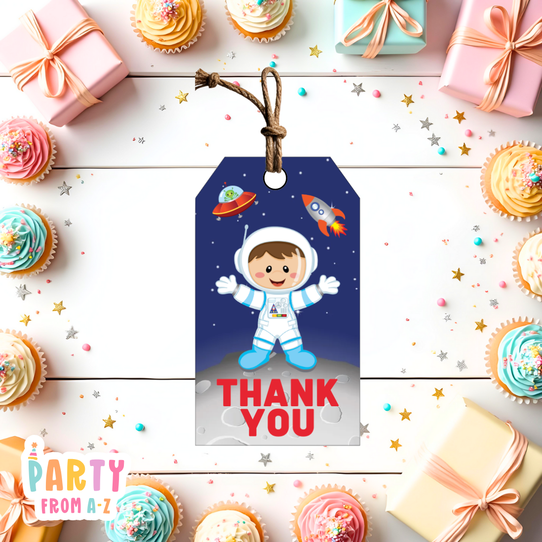 Space Boy Thank You Tags | Digital Ready to Print