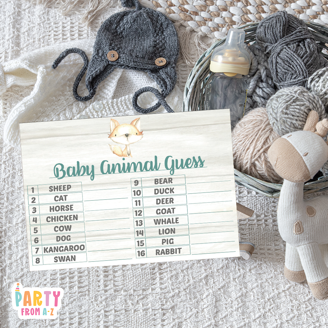 Baby Shower Animal Guess Game