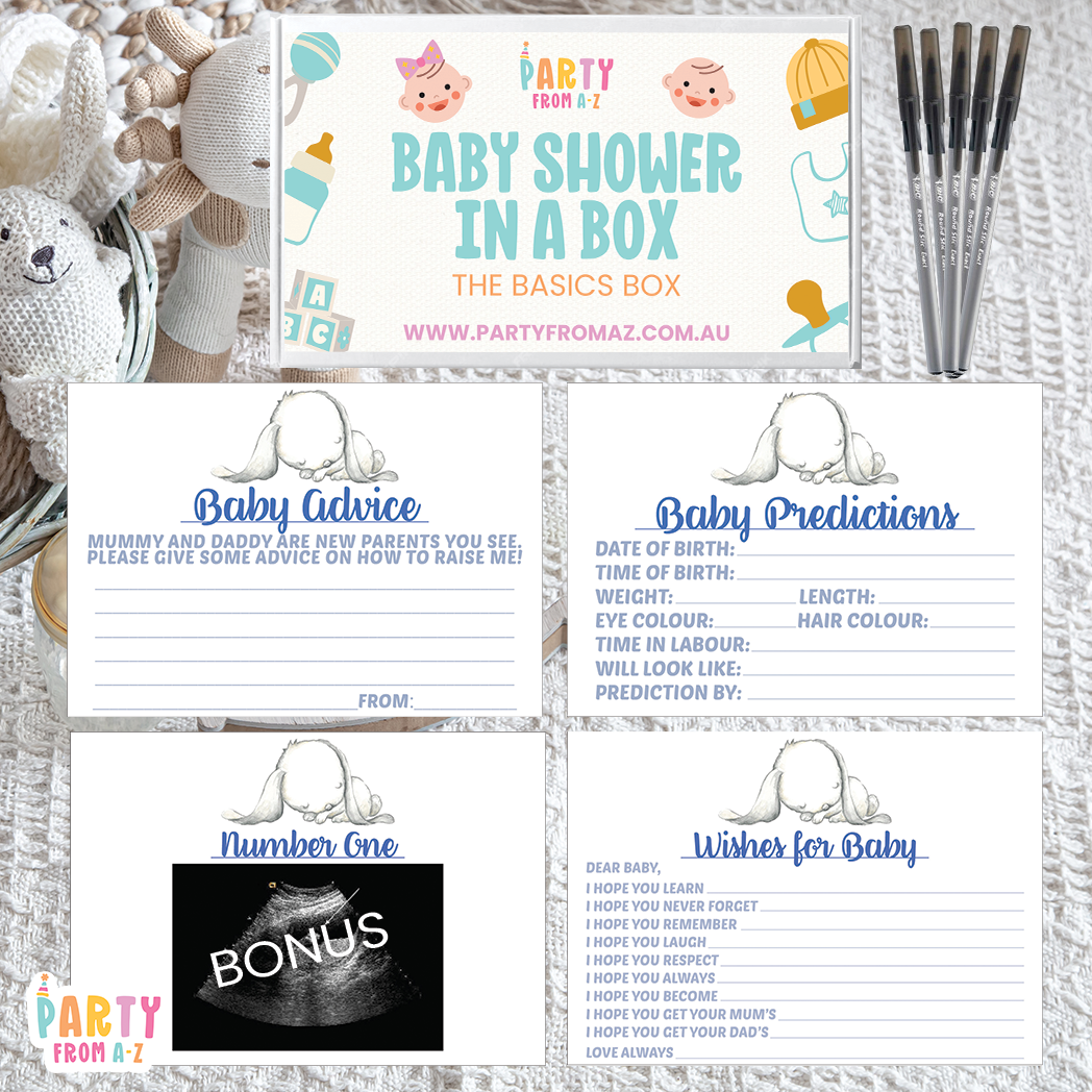 Baby Shower In A Box "The Basics Box" GAMES, ADVICE & PREDICTION CARDS