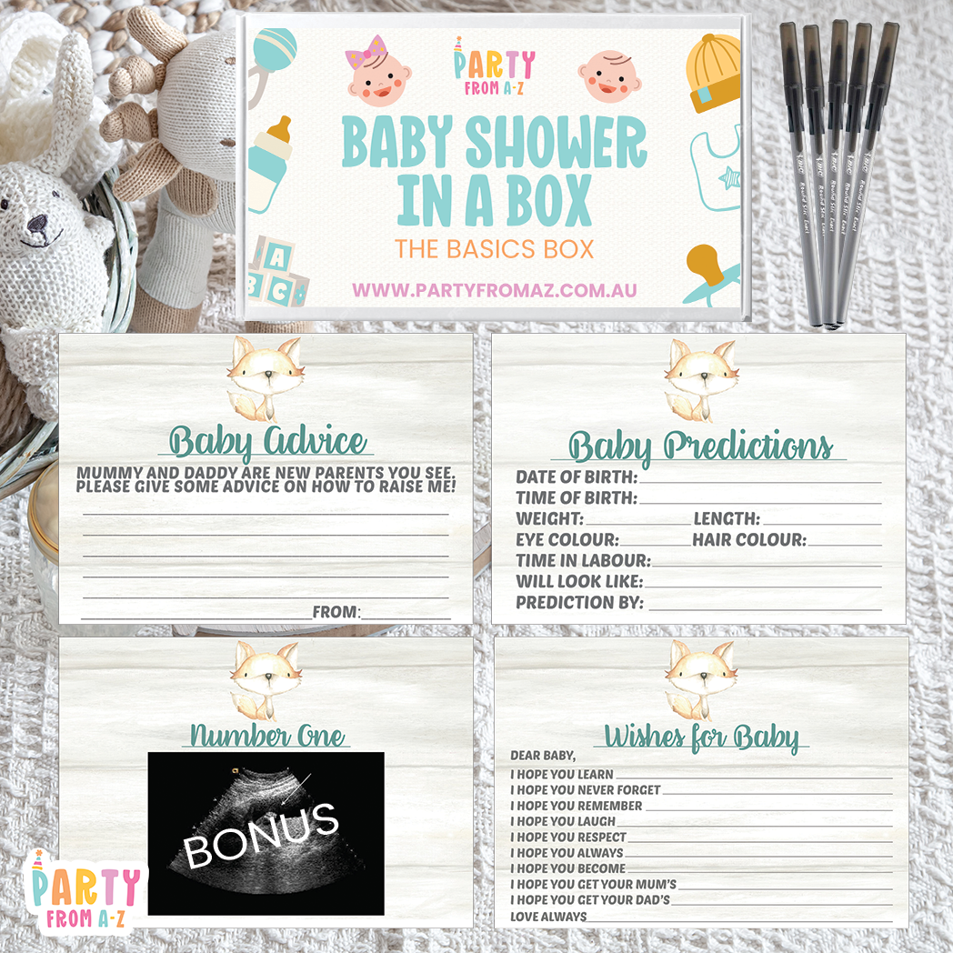 Baby Shower In A Box "The Basics Box" GAMES, ADVICE & PREDICTION CARDS