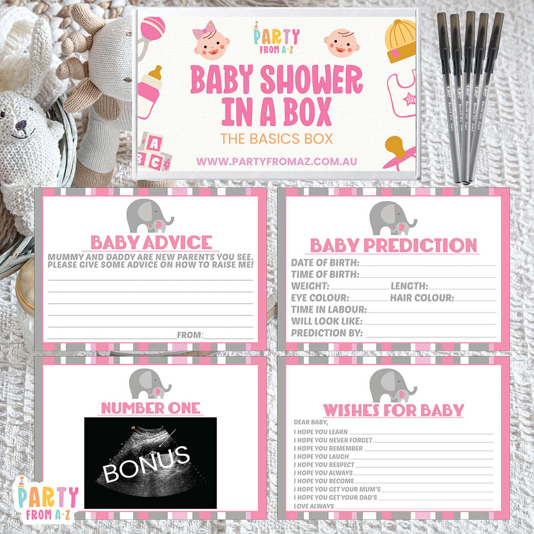 Baby Shower In A Box "The Basics Box" GAMES, ADVICE & PREDICTION CARDS