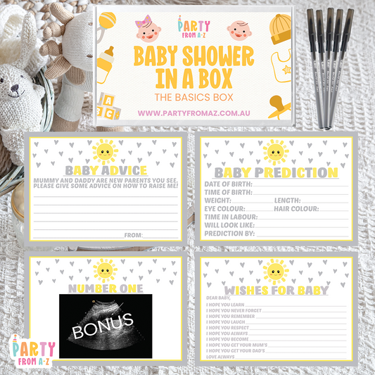 Baby Shower In A Box "The Basics Box" GAMES, ADVICE & PREDICTION CARDS