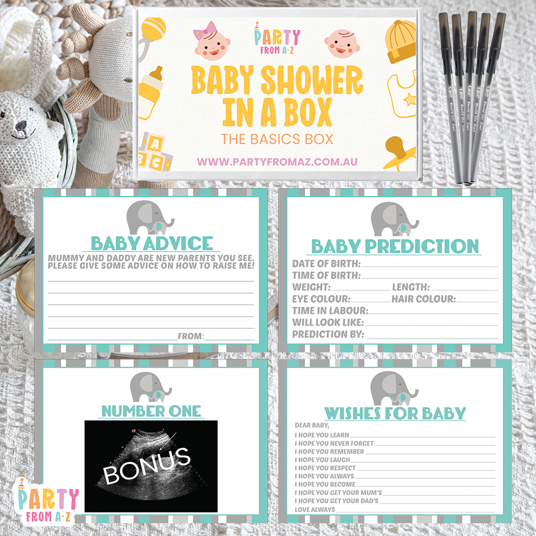 Baby Shower In A Box "The Basics Box" GAMES, ADVICE & PREDICTION CARDS