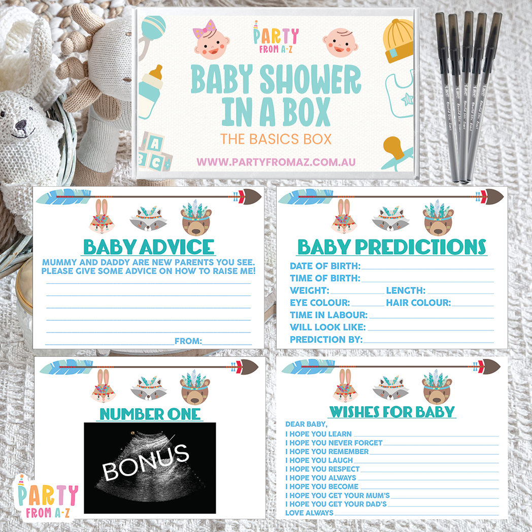 Baby Shower In A Box "The Basics Box" GAMES, ADVICE & PREDICTION CARDS