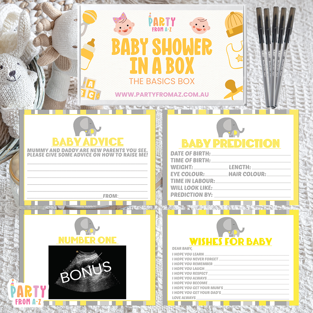 Baby Shower In A Box "The Basics Box" GAMES, ADVICE & PREDICTION CARDS