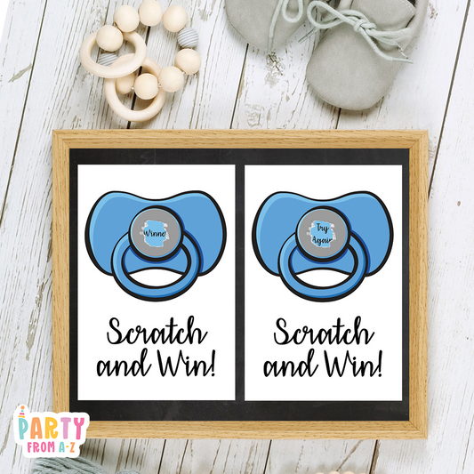 Baby Shower Baby Scratch Game Cards Blue