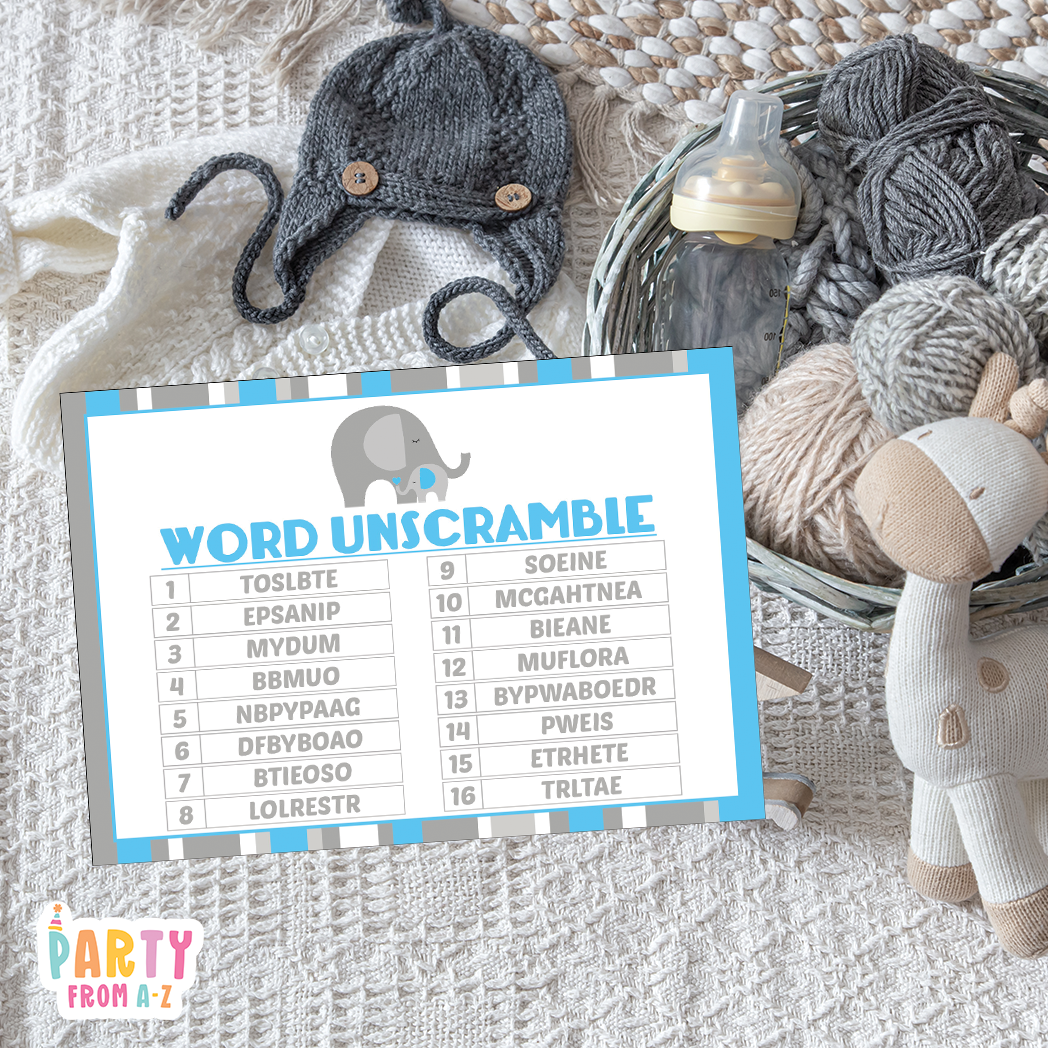 Baby Shower Word Unscramble