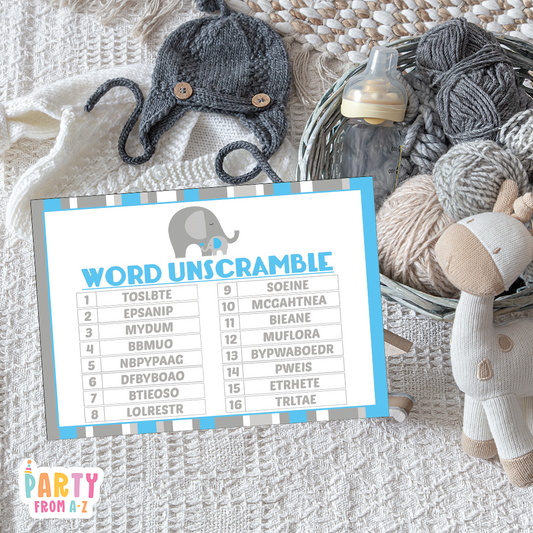 Baby Shower Word Unscramble