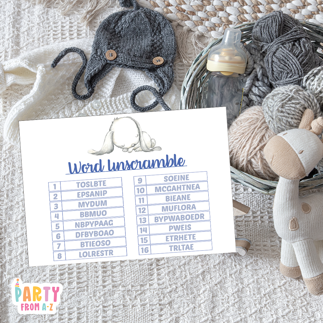 Baby Shower Word Unscramble
