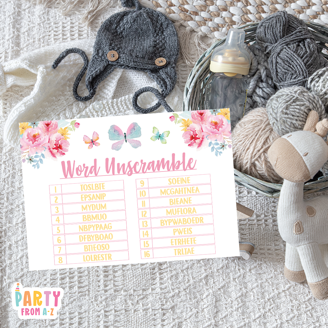Baby Shower Word Unscramble