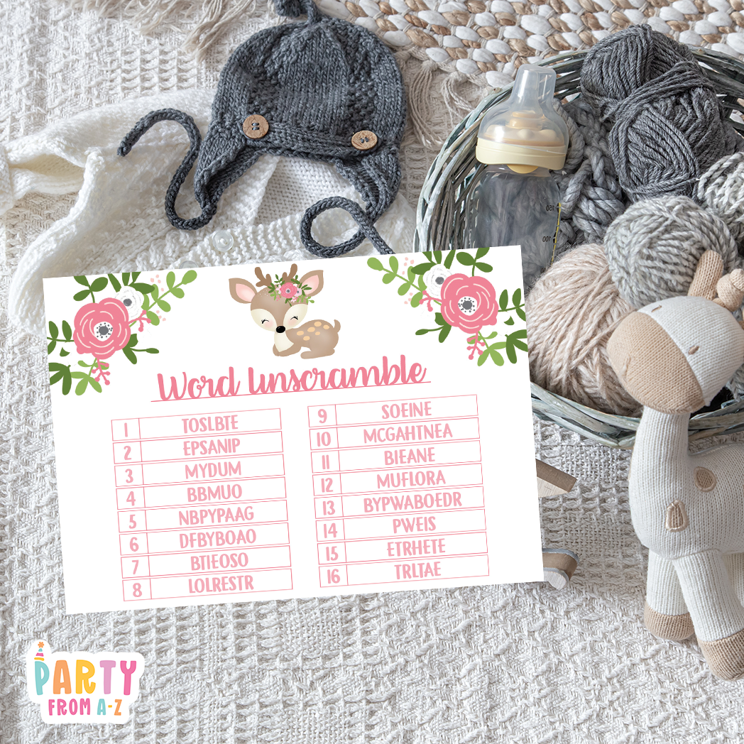 Baby Shower Word Unscramble