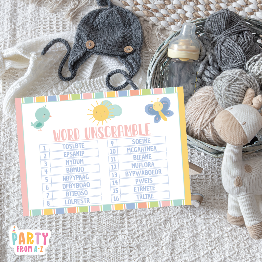 Baby Shower Word Unscramble
