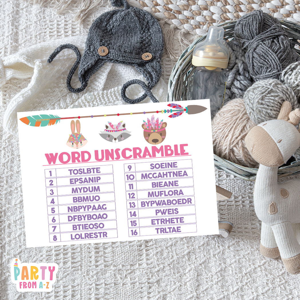 Baby Shower Word Unscramble
