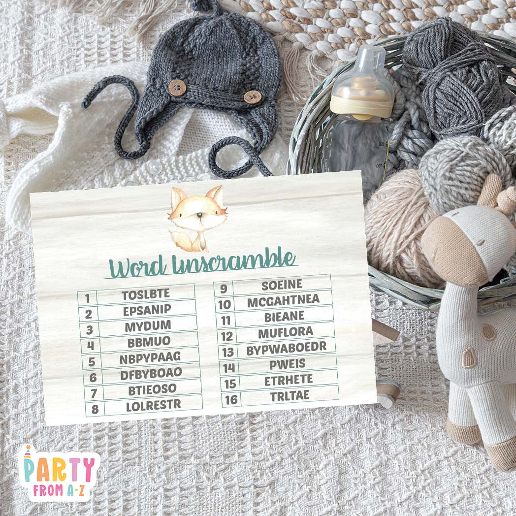 Baby Shower Word Unscramble