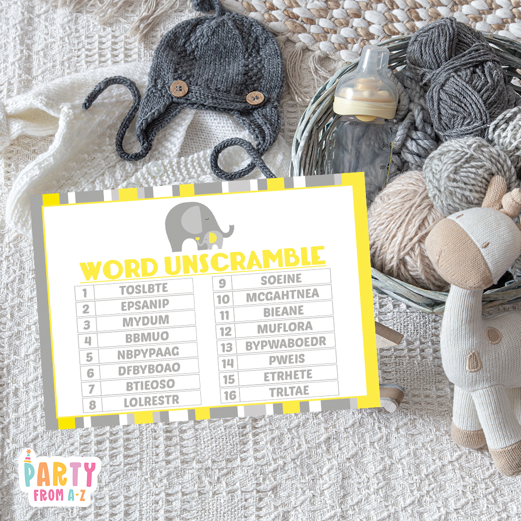 Baby Shower Word Unscramble