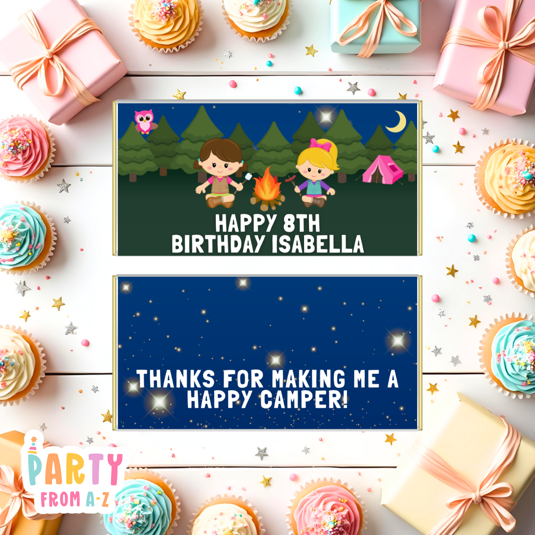 Personalised Kids Aldi Chocolate Bar Wrappers Printed or Edit in Canva Girly Themes
