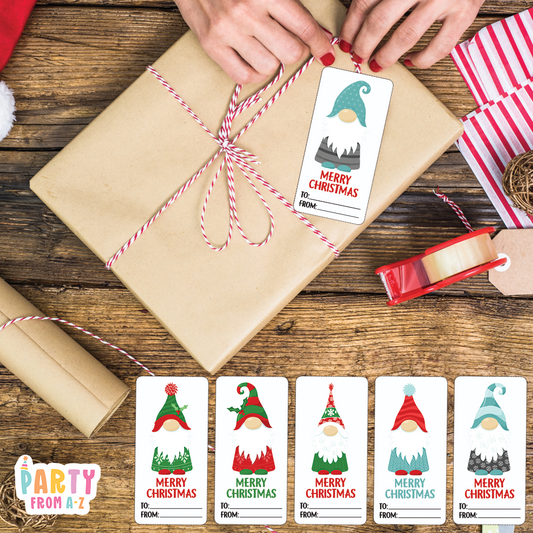 12 Pack Adhesive Gift Tags Labels Gnome Traditional