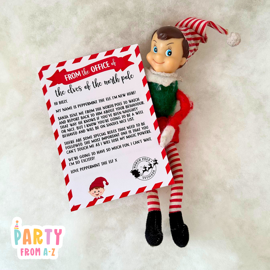 Personalised Christmas Elf Welcome to our family letter Printed