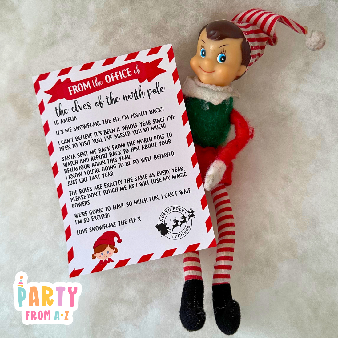 Personalised Christmas Elf Welcome to our family letter Printed