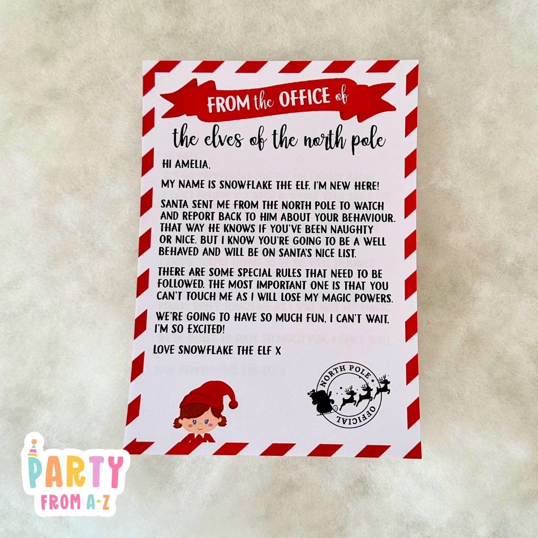 Christmas Elf Personalised Christmas Elf Welcome to our family letter Printed Prop Elf Antics DIGITAL