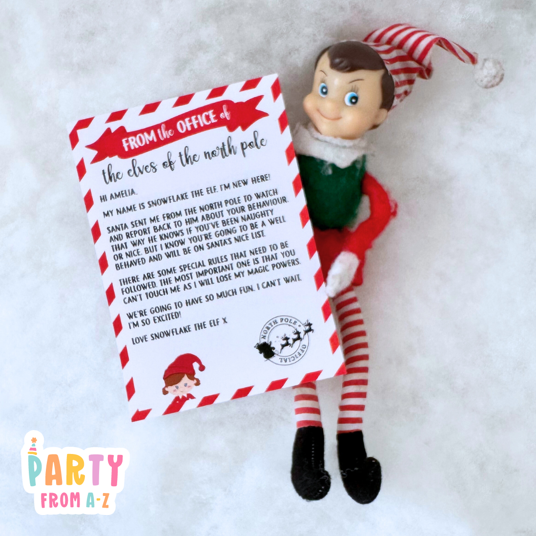 Personalised Christmas Elf Welcome to our family letter Printed