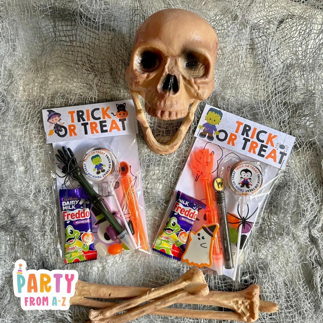 Halloween Treat Bag Toppers with Bags – Printed & Ready to Fill