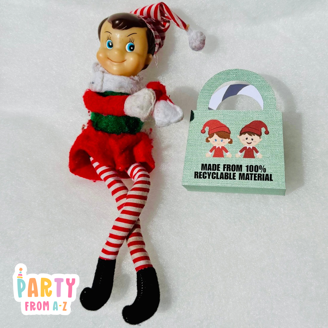 Christmas Elf Shopping Bag Green Prop DIGITAL PDF Instant DOWNLOAD