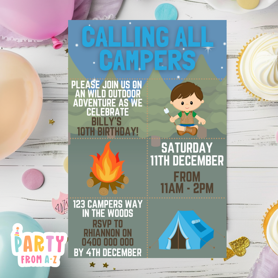 Kids Birthday Party Invites Boys Printed or Edit it Canva Boy Theme