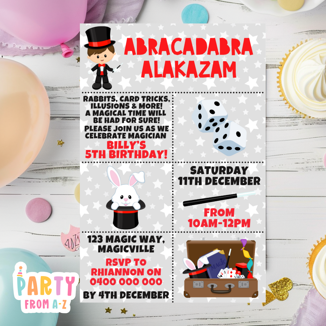 Kids Birthday Party Invites Boys Printed or Edit it Canva Boy Theme
