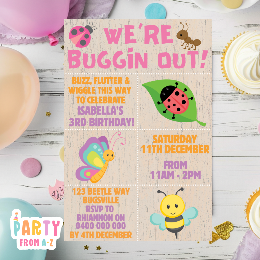 Kids Birthday Party Invites Boys Printed or Edit it Canva Girly Theme
