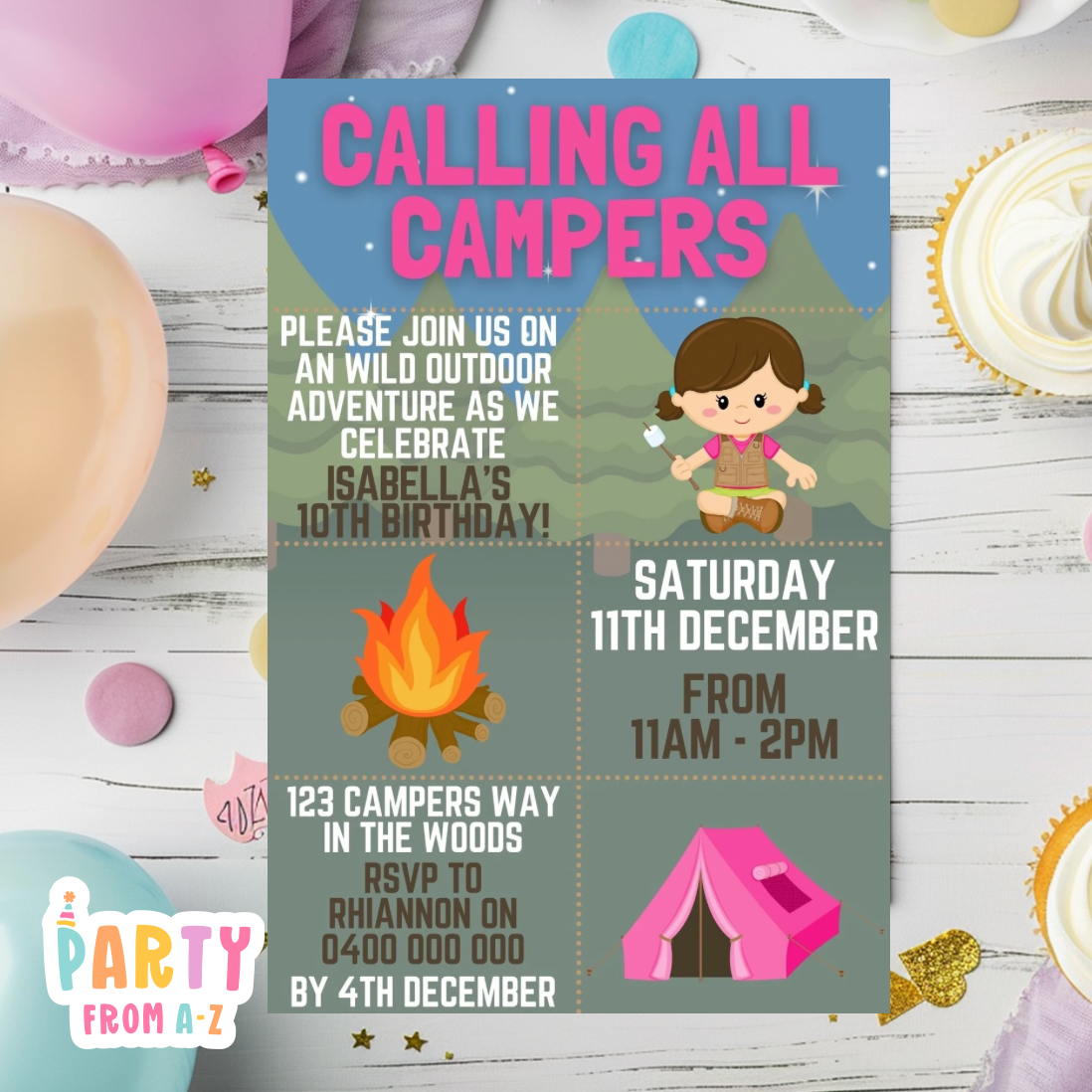Kids Birthday Party Invites Boys Printed or Edit it Canva Girly Theme
