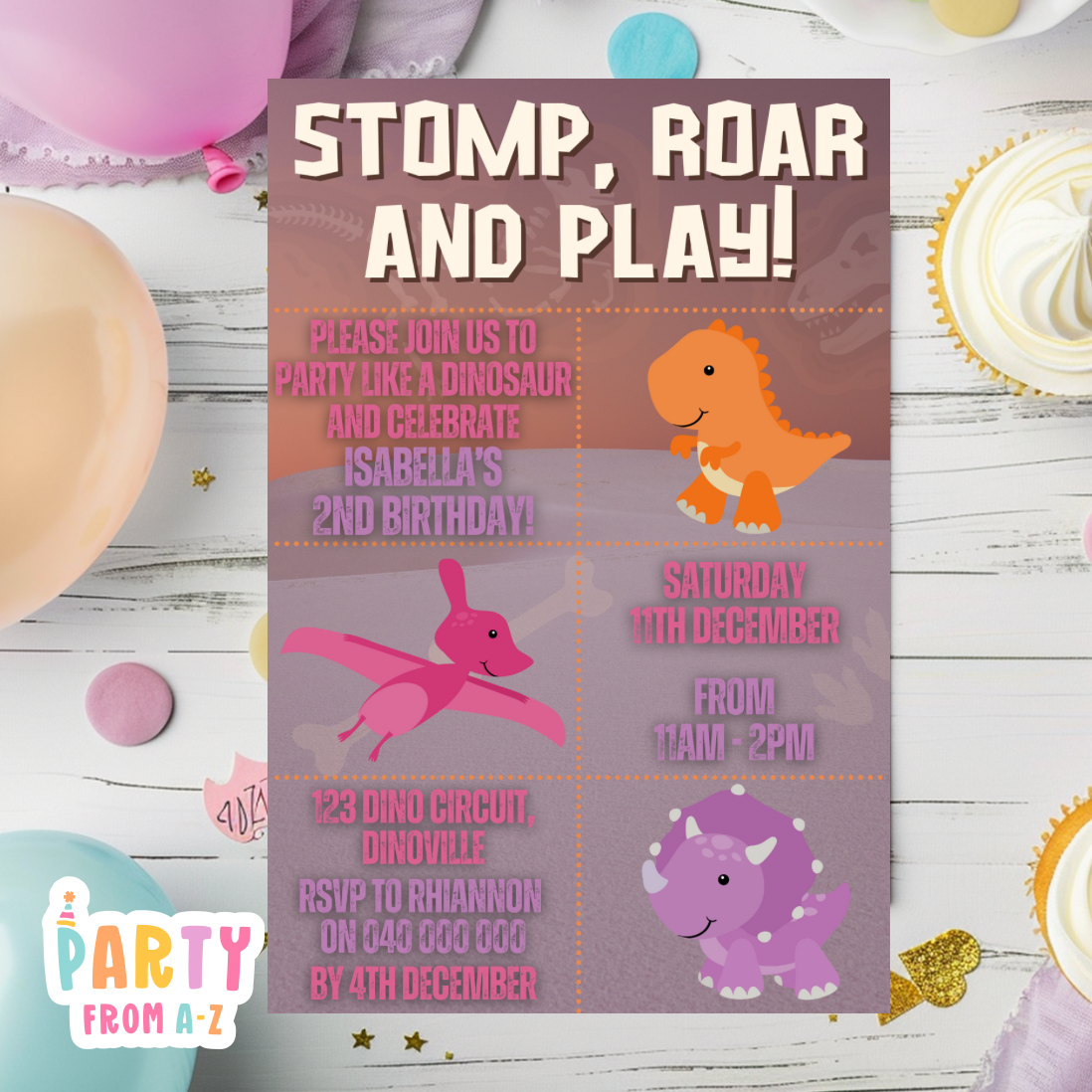 Kids Birthday Party Invites Boys Printed or Edit it Canva Girly Theme