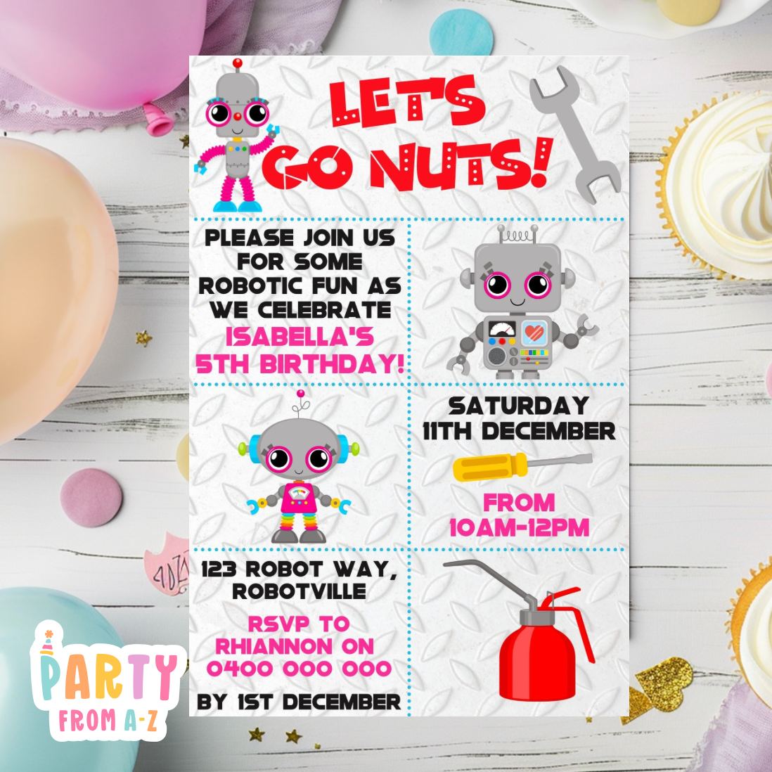 Kids Birthday Party Invites Boys Printed or Edit it Canva Girly Theme