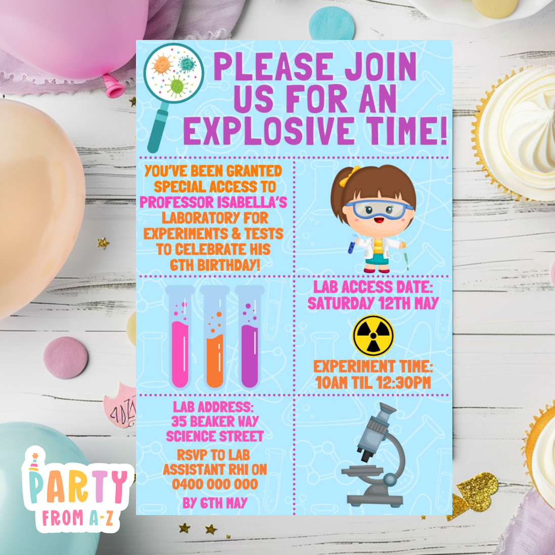 Kids Birthday Party Invites Boys Printed or Edit it Canva Girly Theme