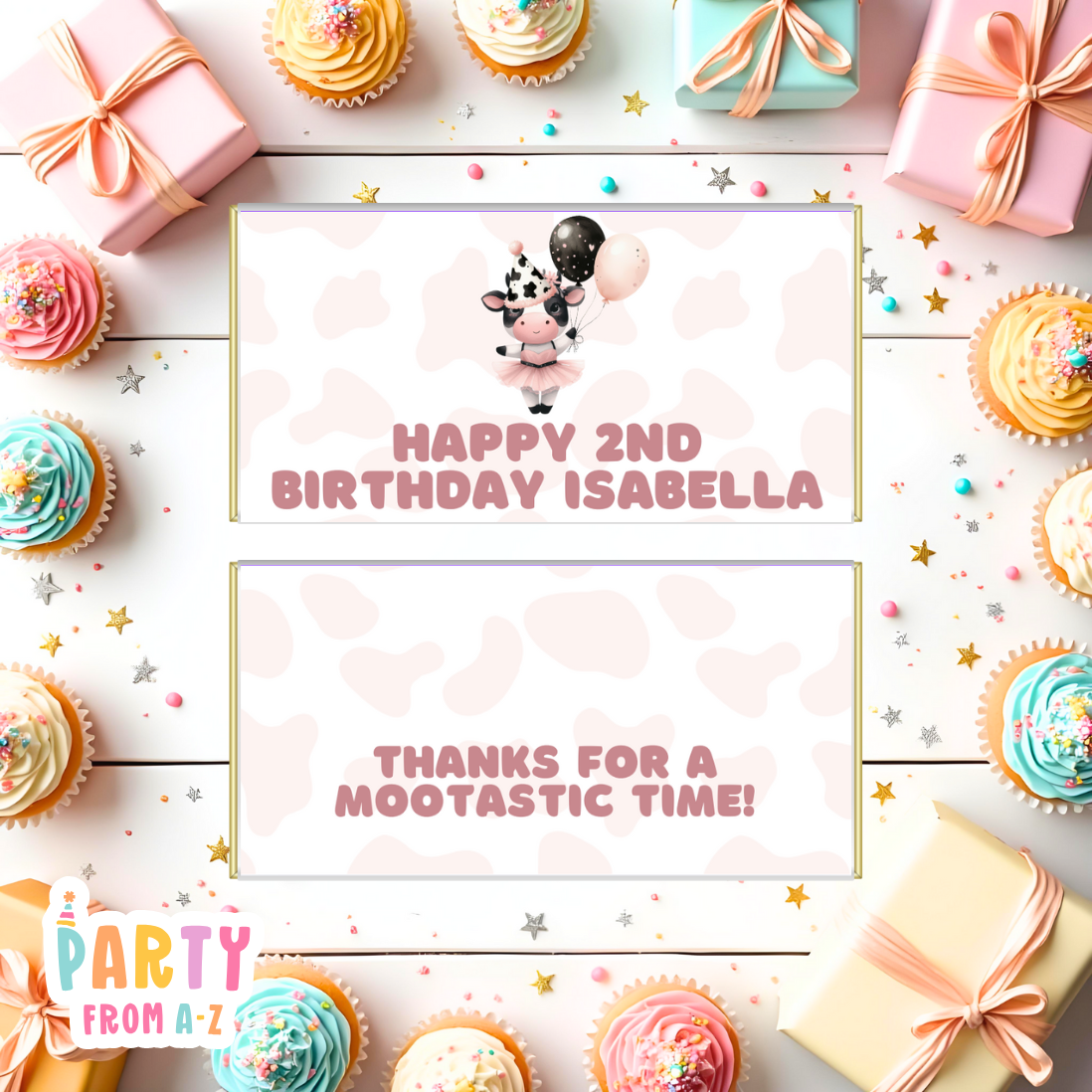 Personalised Kids Aldi Chocolate Bar Wrappers Printed or Edit in Canva Girly Themes