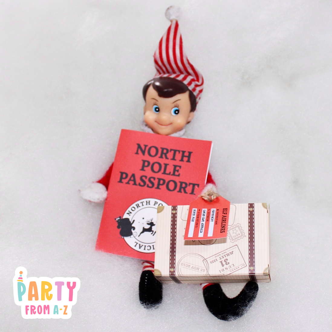 Christmas Elf Personalised Christmas Personalised Elf Passport, Boarding Pass & Suitcase Prop Elf Antics