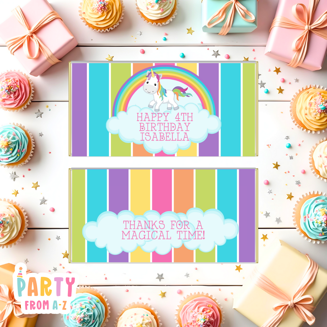 Personalised Kids Aldi Chocolate Bar Wrappers Printed or Edit in Canva Girly Themes