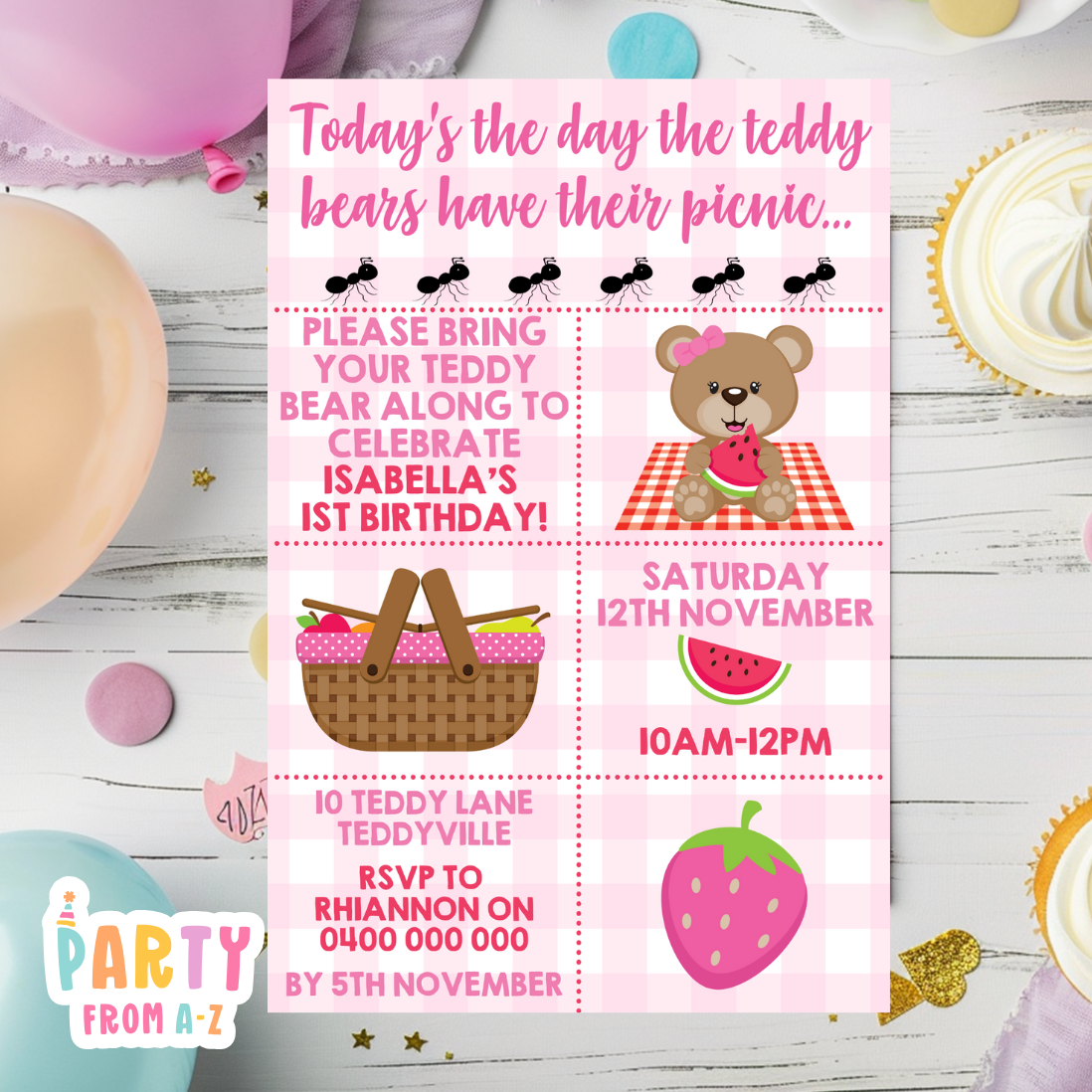 Kids Birthday Party Invites Boys Printed or Edit it Canva Girly Theme