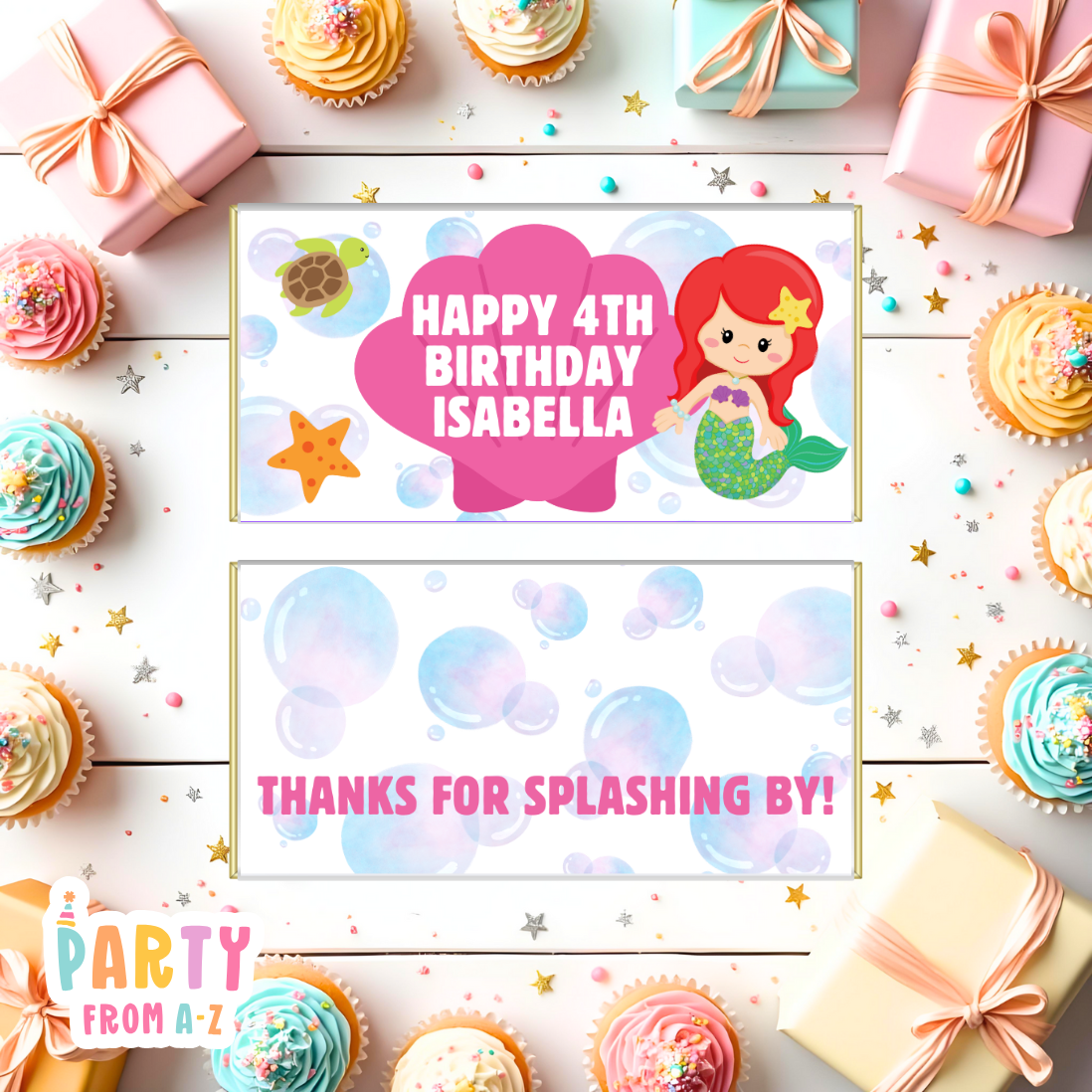 Personalised Kids Aldi Chocolate Bar Wrappers Printed or Edit in Canva Girly Themes