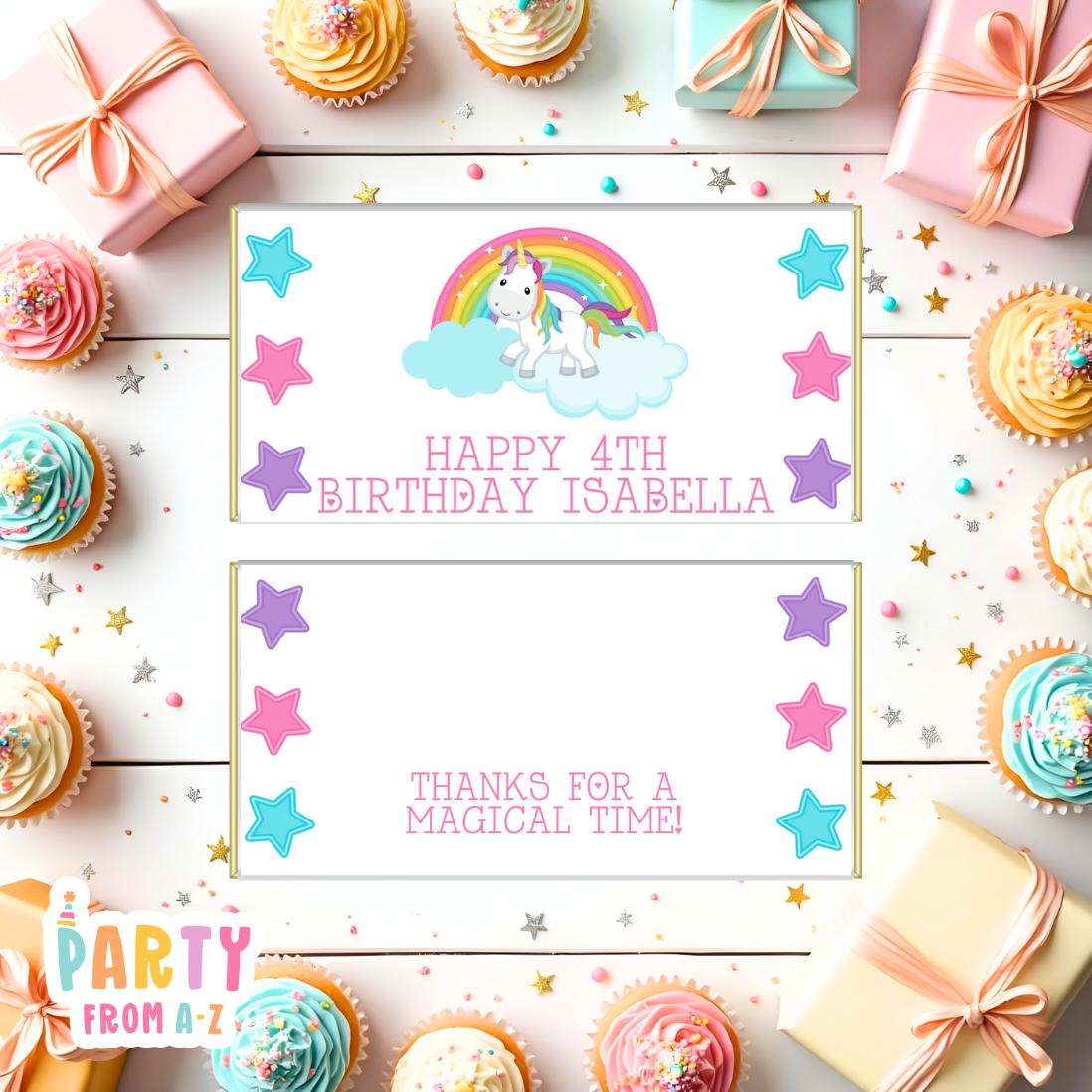 Personalised Kids Aldi Chocolate Bar Wrappers Printed or Edit in Canva Girly Themes