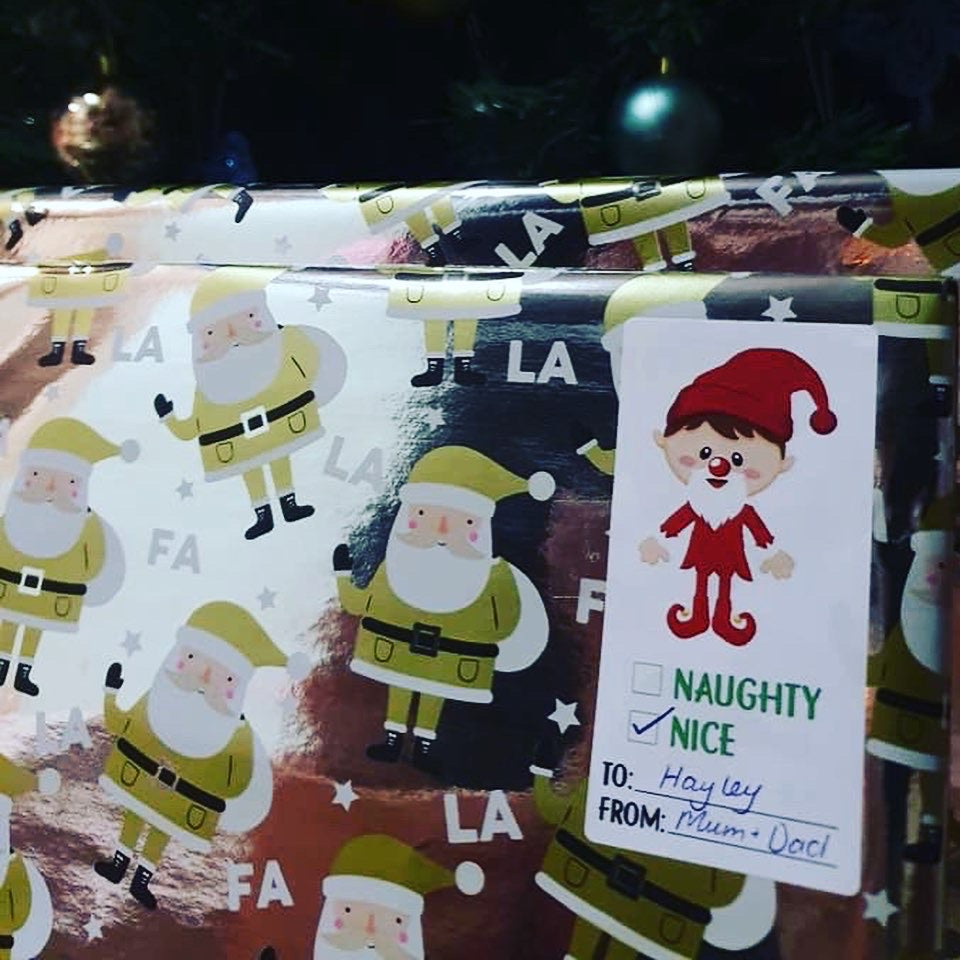12 Pack Adhesive Gift Tags Labels Cheeky Elf Design 1