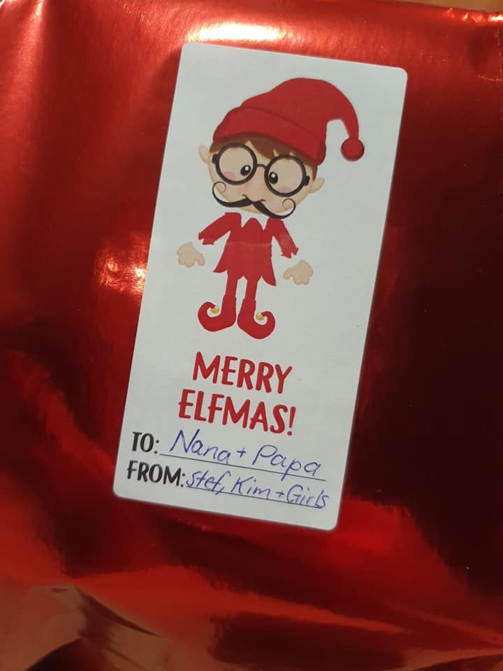 12 Pack Adhesive Gift Tags Labels Cheeky Elf Design 1