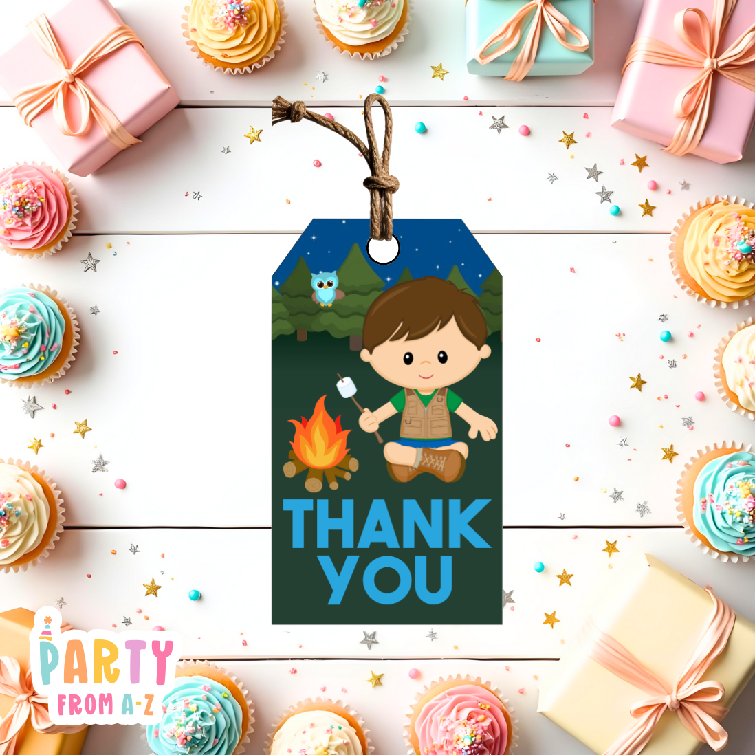 Camping Boys Thank You Tags | Digital Ready to Print