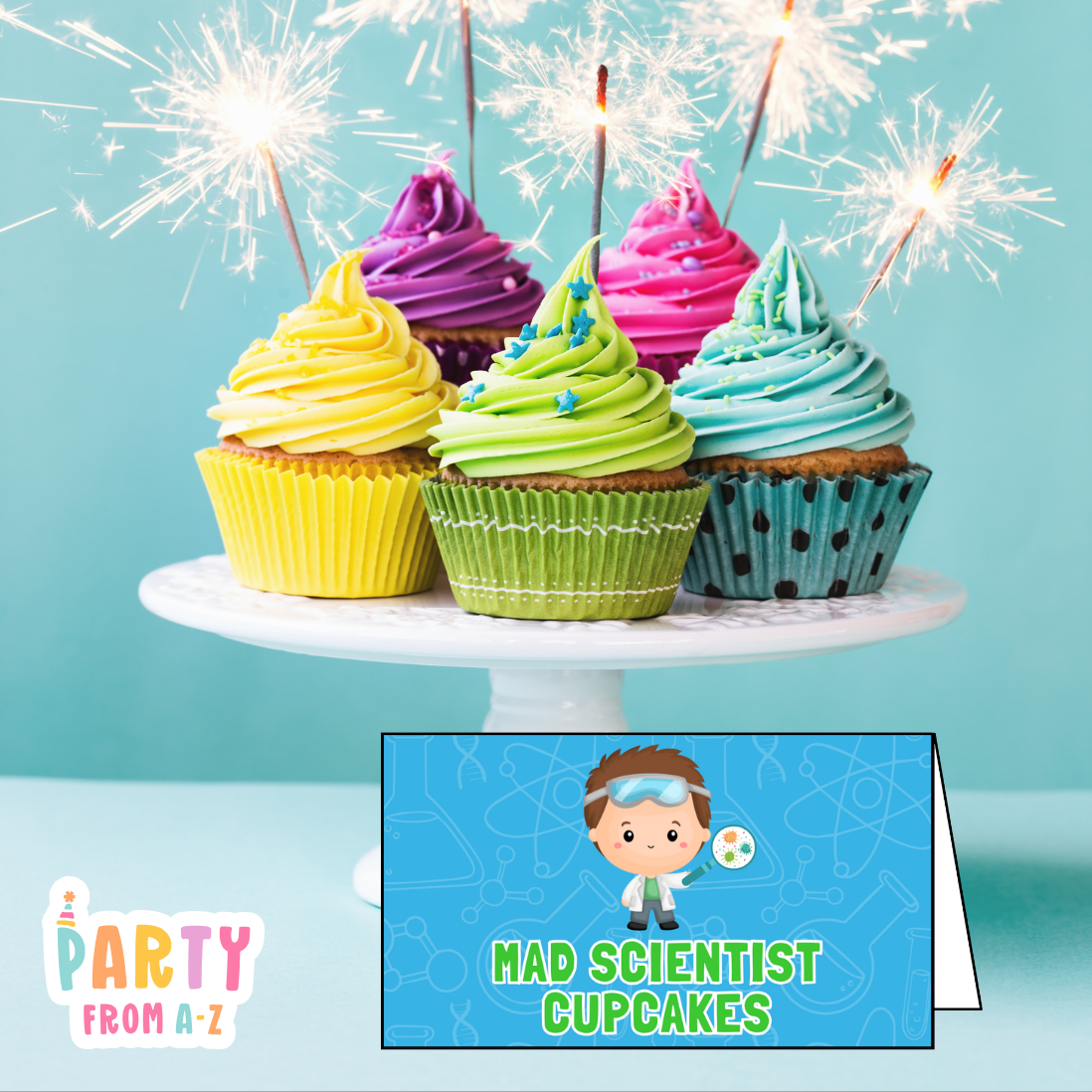 Personalised Birthday Party Candy & Lolly Food Cards | Party Decor SCIENCE BRUNETTE BOY PRINTED