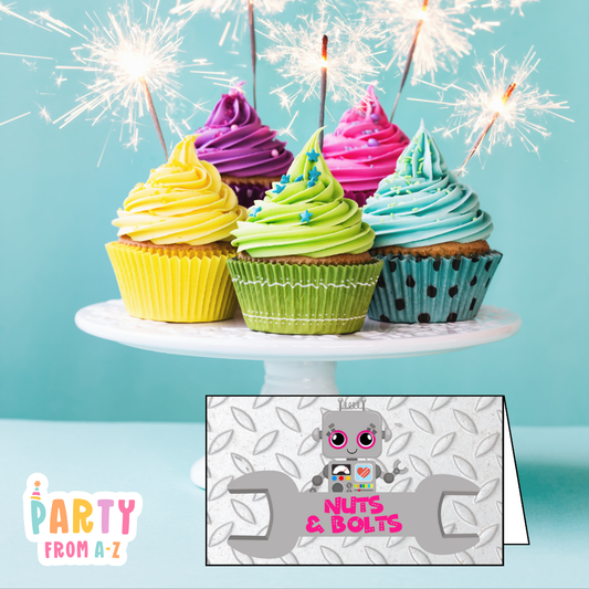 Personalised Birthday Party Candy & Lolly Food Cards | Party Decor ROBOT GIRL PRINTED