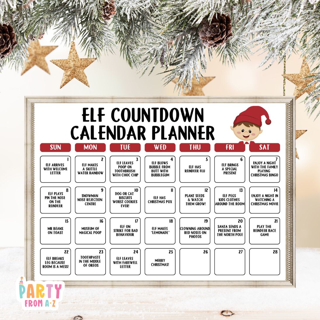 2024 Christmas BOY OR GIRL Elf Planning Calendar PRINTED