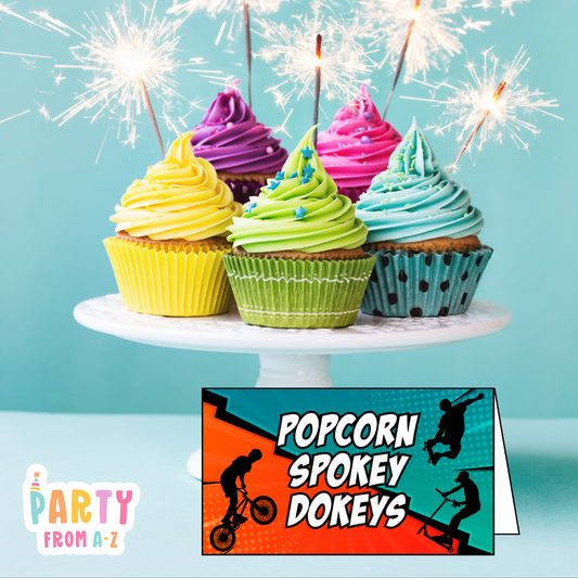 Personalised Birthday Party Candy & Lolly Food Cards | Party Decor SKATEPARK PRINTED